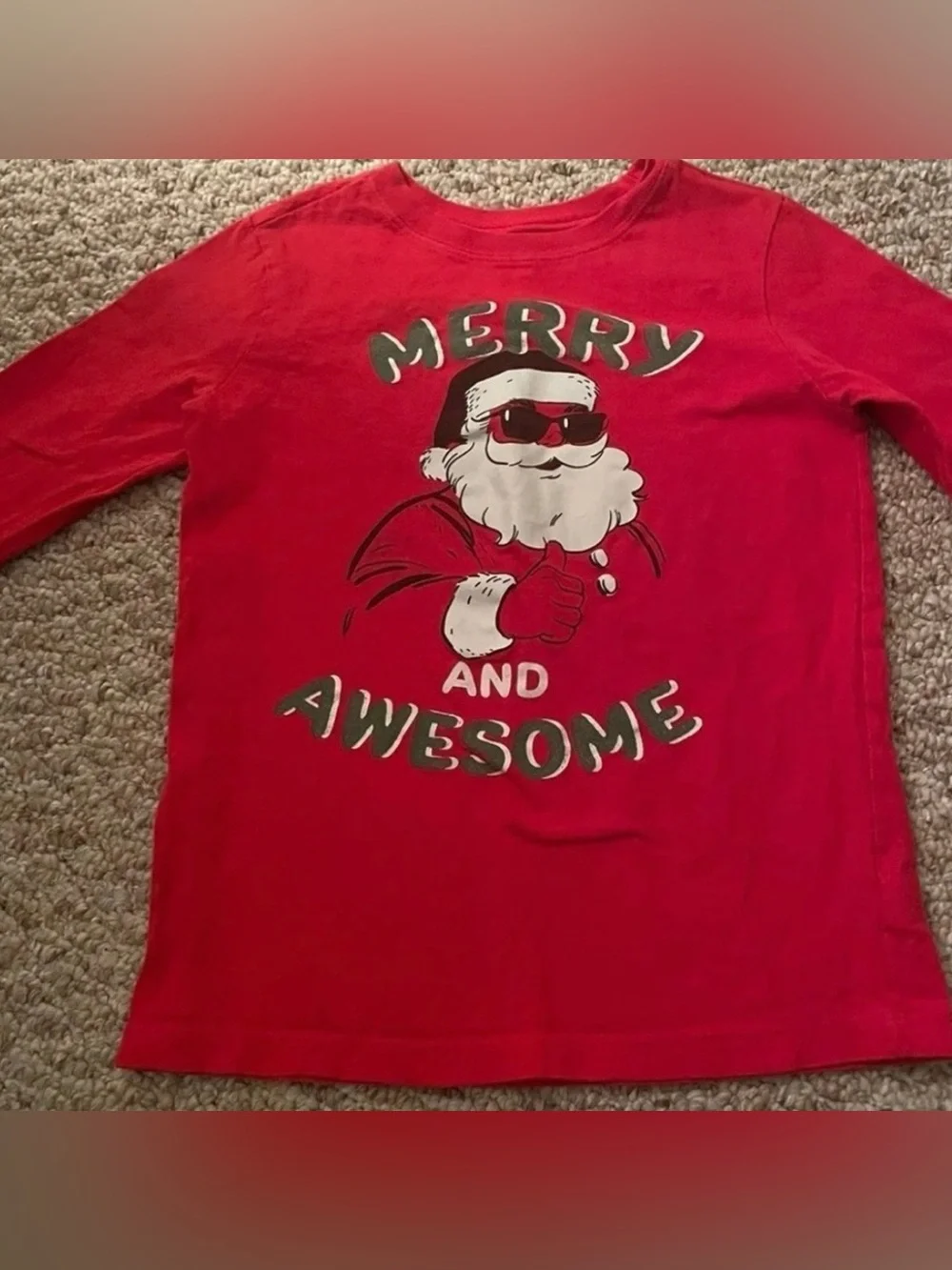Carter’s Kid’s Long-Sleeve Red 'Merry and Awesome' Santa Graphic Tee